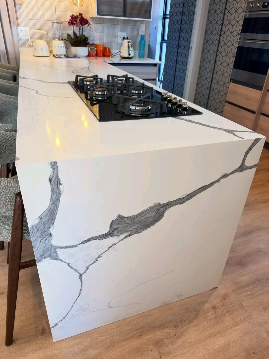 Waterfall Countertops installation by BMB Granite