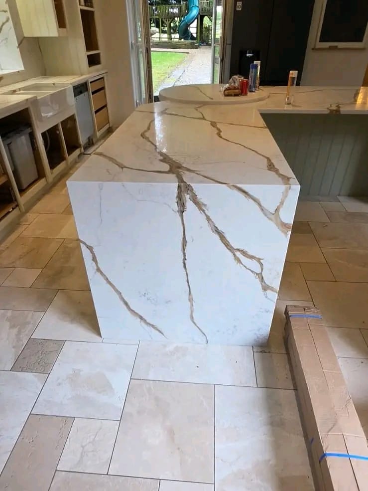 Waterfall Countertops installation by BMB Granite