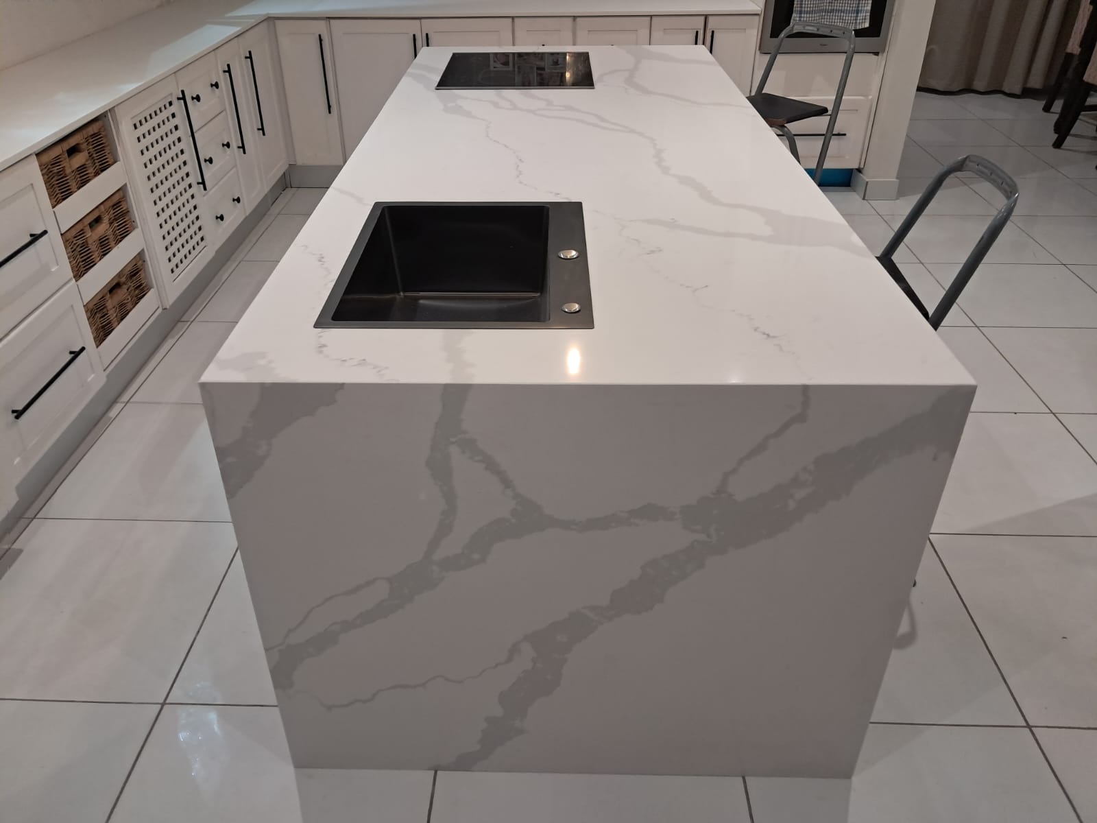 Waterfall Countertops installation by BMB Granite